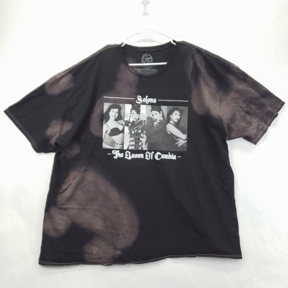 Selena T-Shirt Mens 2XL Black Cotton Tie Dye Queen of Cumbia Crew Neck Pullover - Picture 1 of 7